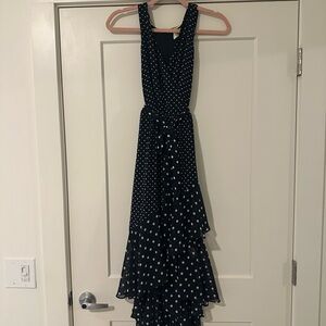 Eliza J Navy and White Polka Dot Dress